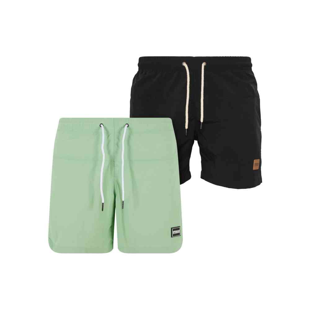 Urban Classics - Block 2Pack Maillot de bain - Vert/Noir